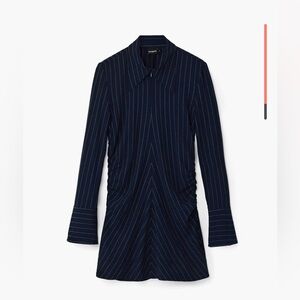 Desigual Pinstripe Collared Slim Dress